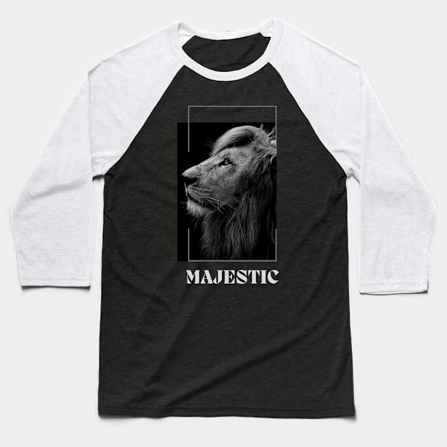 Lionhearted Majesty: Majestic Lion Baseball T-Shirt by neverland-gifts